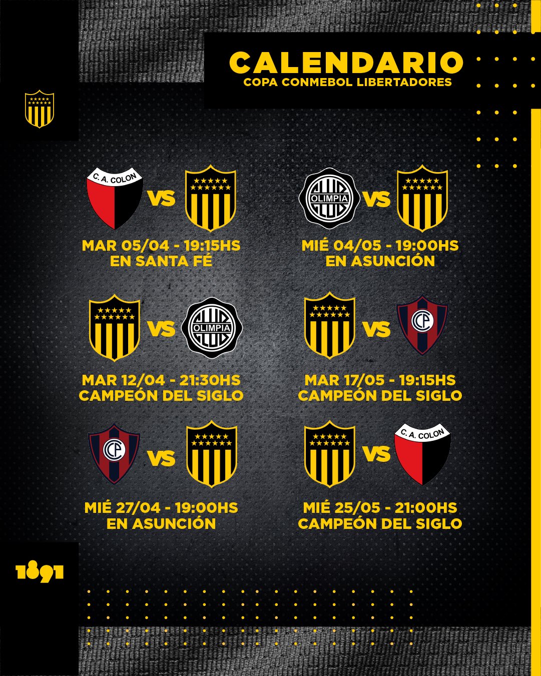 PEÑAROL on Twitter "🗓 Así será el calendario del 𝗖𝗮𝗿𝗯𝗼𝗻𝗲𝗿𝗼 en la