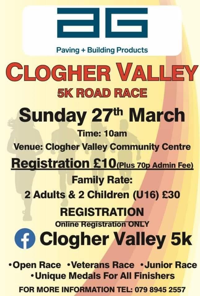 Location of Clogher Valley Community Centre:
11 Dunroe Road, Augher BT77 0EE

Turn right at the bottom of Augher main street, community centre is on the right