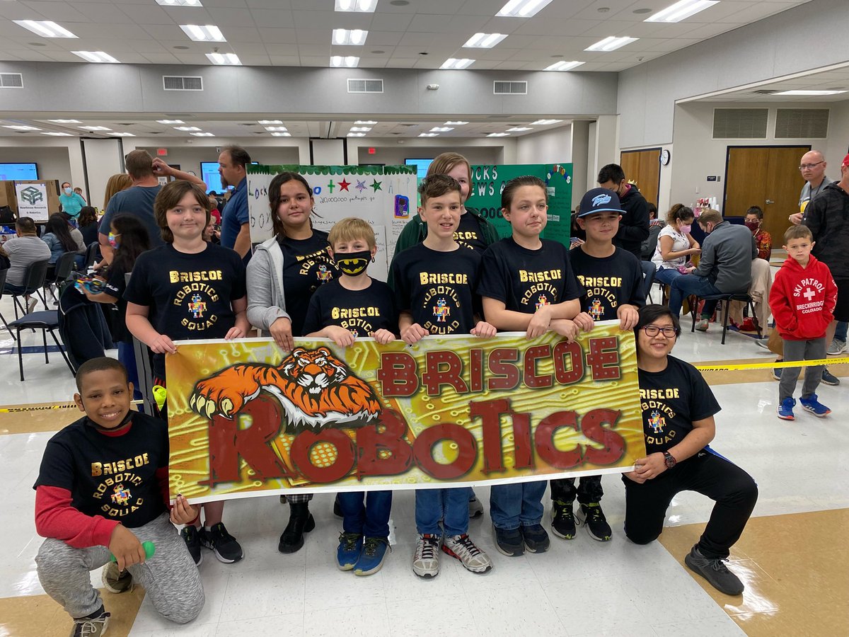 NISDBriscoe's tweet photo. Congrats to the Briscoe robotics team for their win at the first lego league robotics competition today! They won 3rd place overall, 2nd place in robot performance, 1st place in core values. Going to next round next weekend....@NISD #ThisIsNorthside #BriscoeReunited https://t.co/bEGaopvymd