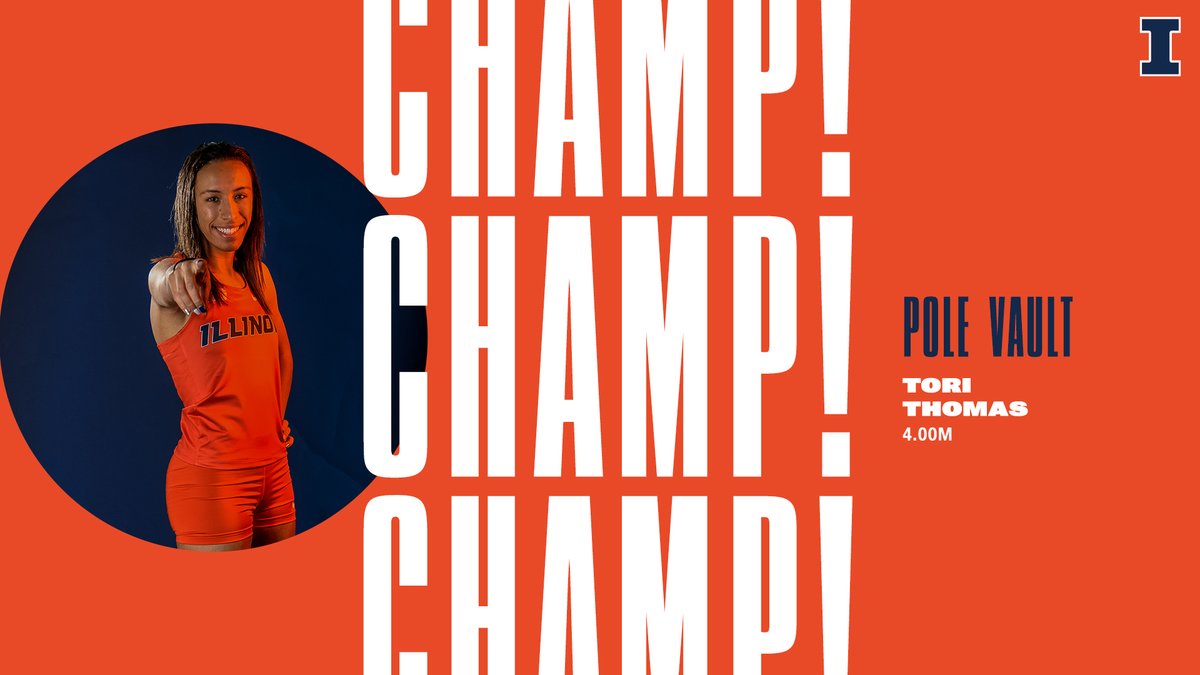 IlliniTrackXC's tweet image. 𝙋𝙤𝙡𝙚 𝙑𝙖𝙪𝙡𝙩 𝘾𝙝𝙖𝙢𝙥𝙞𝙤𝙣!

Tori Thomas wins the women's pole vault with a mark of 4.00m!

#ILLINI