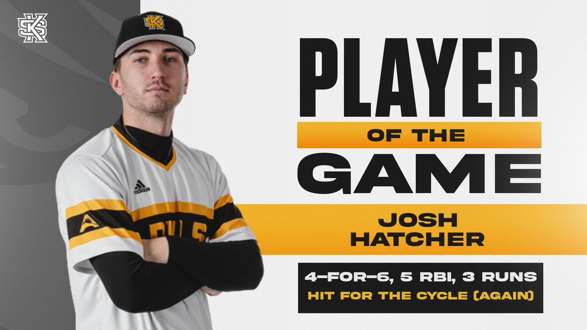 KSUOwlsBSB's tweet photo. We told you he was really, really good..... 

That's 2⃣ cycles in 3⃣ games for Josh Hatcher‼️

#BeDifferent | #OneKS ⚾️ https://t.co/P8MZWCZm5Q