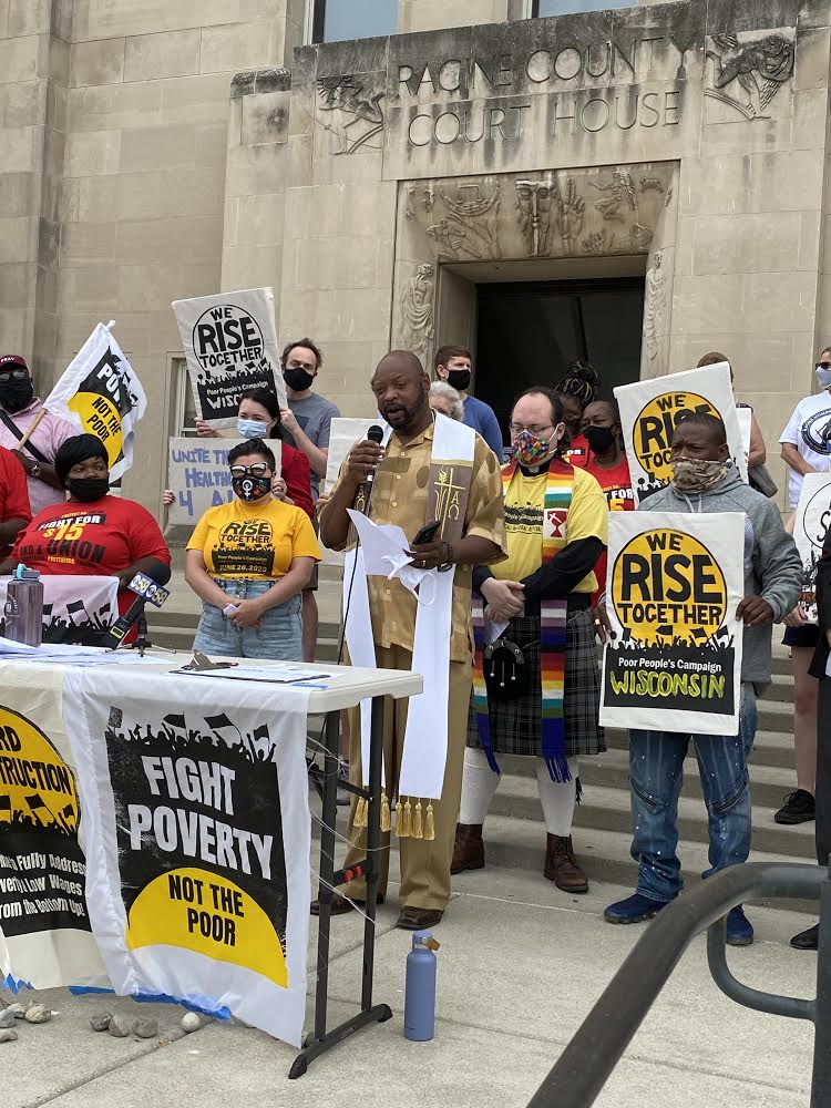 WisconsinPPC's tweet photo. TODAY in Madison! Faith leaders & other
moral voices will join us in demanding this nation end the interlocking injustices of systemic
racism, poverty, ecological devastation, militarism, and the false moral narrative of religious nationalism. RSVP here: https://t.co/CaNJdue5aL https://t.co/LgtEyBuW68