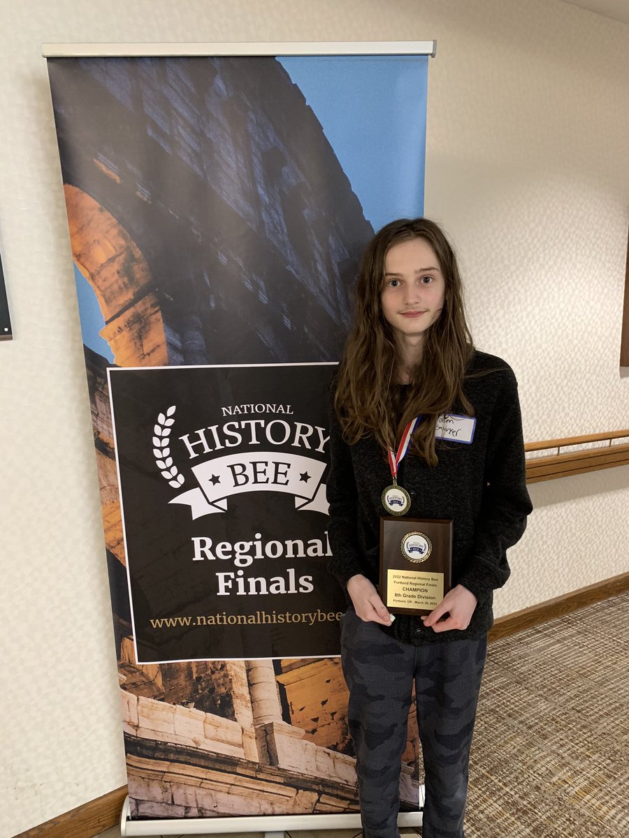O took 1st place at the Portland Regional History Bee @iacompetitions and qualified for the national and international competitions. So impressed with the historical knowledge of all these kids #historybee