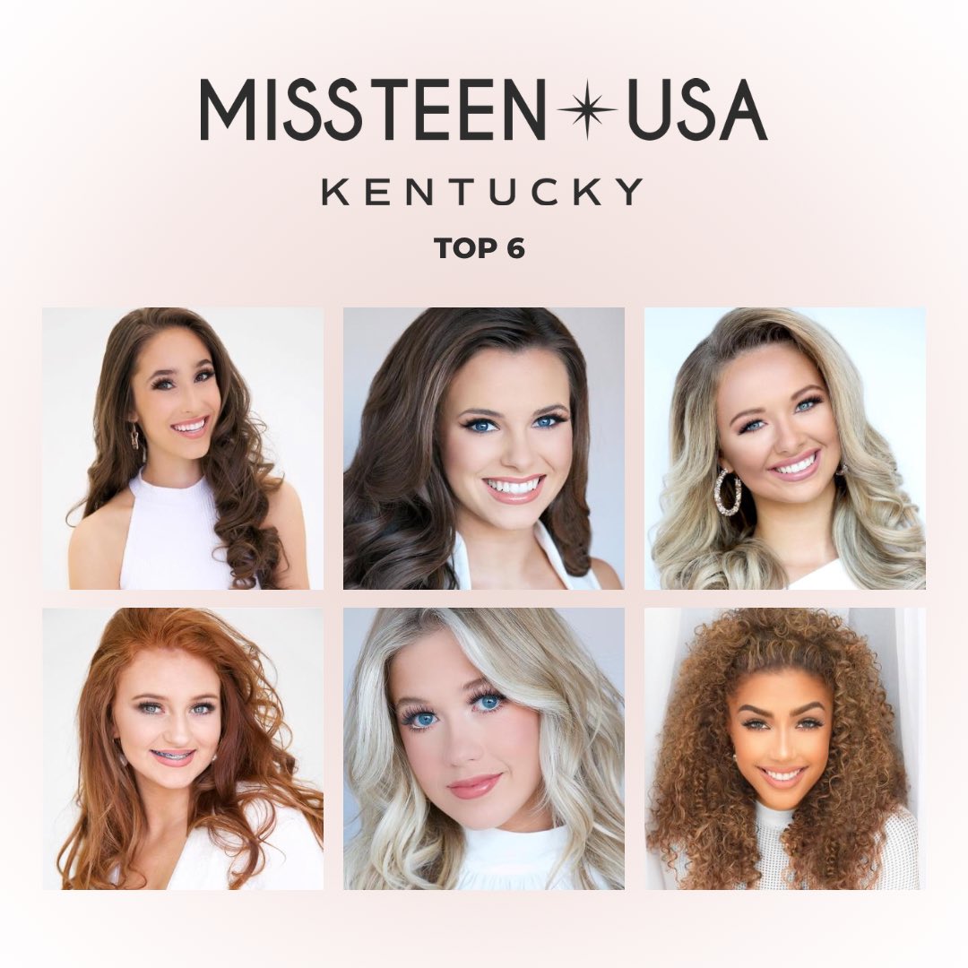 The #MissKentuckyTeenUSA 2022 Top 6 are East Louisville Teen - Allison Fitzgerald, Glasgow Teen - Ann Benning Jones, Caneyville Teen - Izzie Weedman, Pulaski County Teen - Lily Brooke King, Two Rivers City Teen - Gabriella Hembree and Lexington Teen - Anisha Boone! <a href="/MissKYteenusa/">Gabriella Hembree</a>