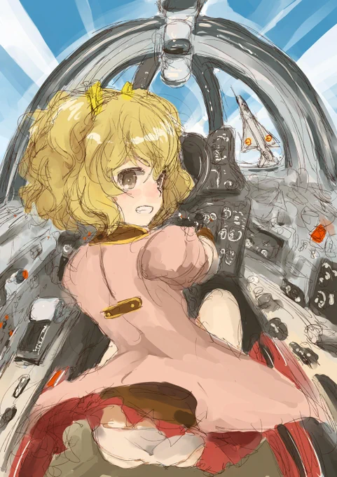 #コトブキ飛行隊  チカ in Mig21。Mig21はウクライナ空軍でも使われていた旧ソ連の戦闘機ですが、コトブキの世界に旧ソ連の飛行機はなんだか似合う気がしますね。なんとなく... https://t.co/VvJeNZJFaw 