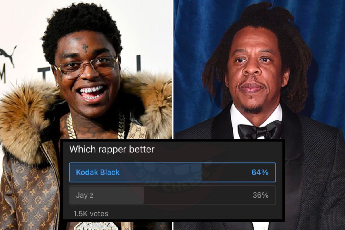 SaycheeseDGTL's tweet photo. A poll on YouTube claims Kodak Black is better than JAYZ. https://t.co/uR6wDTdose