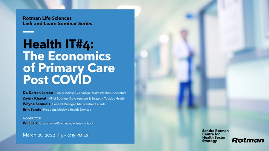 March 29 at 5 pm EST I will join fellow merry bandits who have big ideas for the future of primary care in Canada for a provocative session at the @rotmanschool Register here [virtual, free] - rotman.force.com/events/s/speci… @SandraRotmanCtr #TeladocHealthCanada