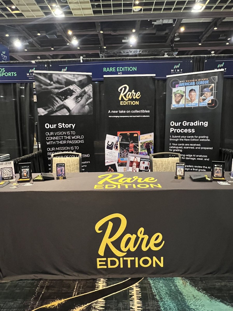 RareEditionCo's tweet photo. Come visit us at @1MintCollective all weekend at Booth M5! We are showing off our #RareEdition Slabs and you won't want to miss these. @Ebay #lasvegas #WEAREMINT #MintMoments #thehobby #whodoyoucollect https://t.co/4eOe45DK3I