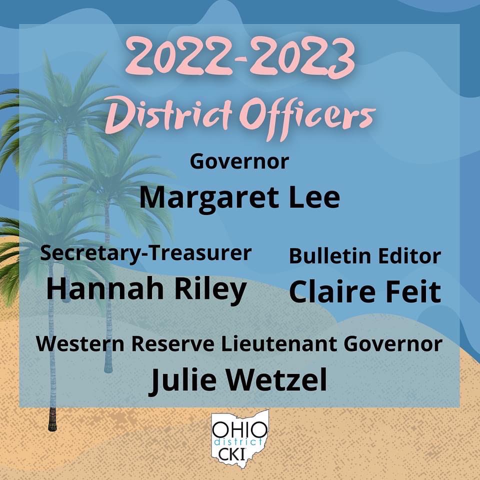 OhioDistrictCKI's tweet photo. Congratulations to the newly elected members of the Ohio District of CKI board for the 2022-2023 service!

If you are still looking to get involved, complete the interest form: https://t.co/nhXlf4lM6x

#odcki2022dcon #electedofficers #newdistrictboard #leadership https://t.co/NpnkWy8lWD