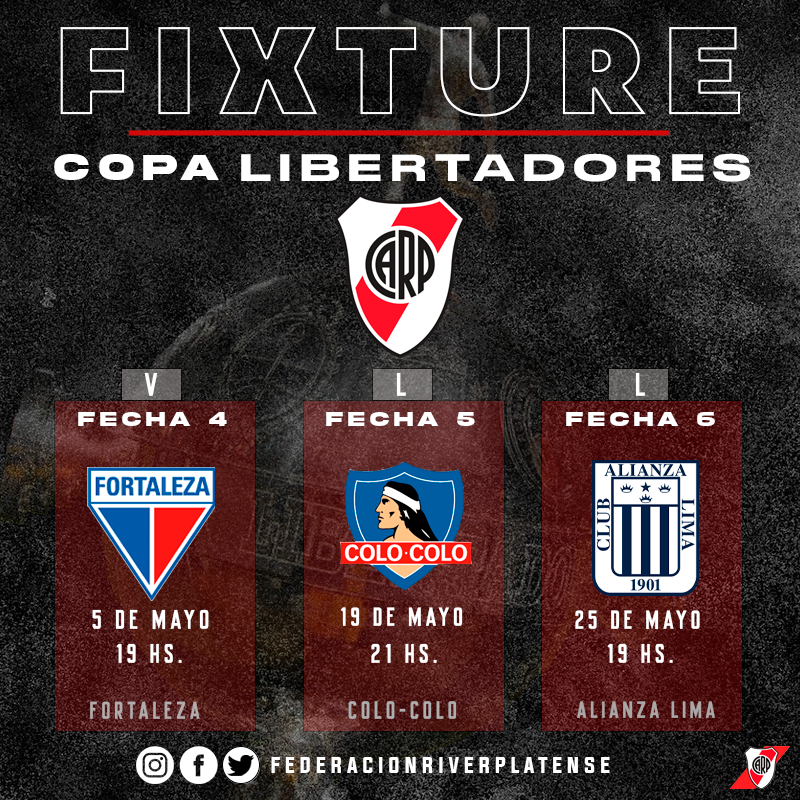 friverplatense's tweet photo. 📌El camino del Millo en el Grupo F de la Copa Libertadores

#Libertadores #Riverplate #Fixture https://t.co/7HlEOxpIVe