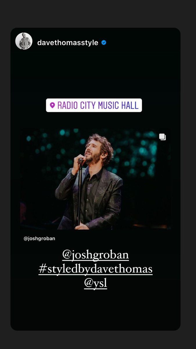 Timpanist's tweet image. #instastory from .@joshgroban @ysl @RadioCity #styledbydavethomas