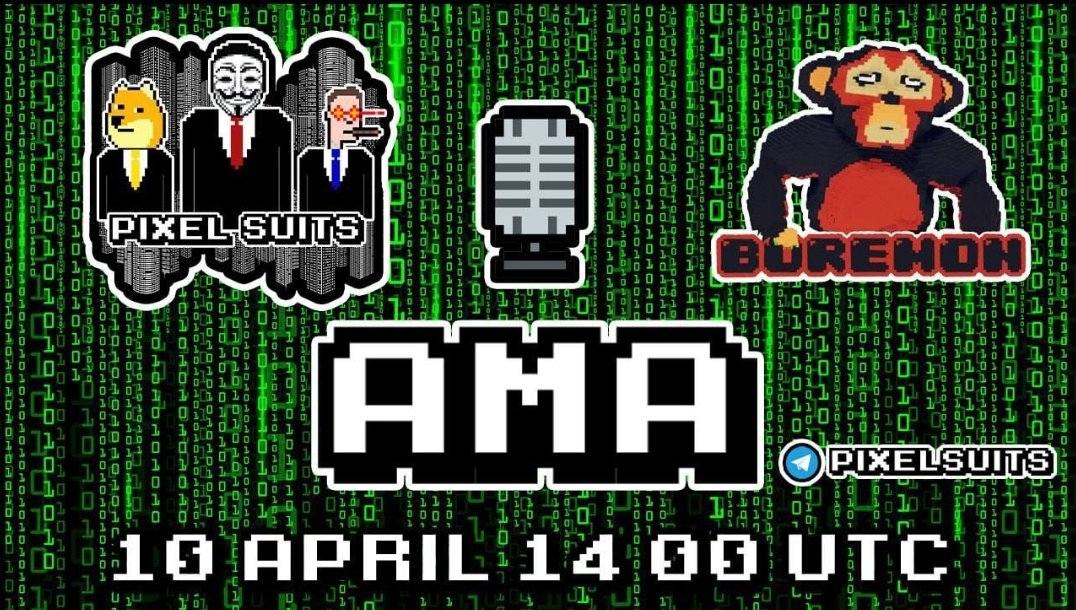 🦧 #BOREMON #AMA 🦧

Join us for an AMA with Pixel Suits

🔎 t.me/pixel_suits

Today 14:00 UTC 🔥🔥🔥 pic.x.com/oiY5hqUGA6