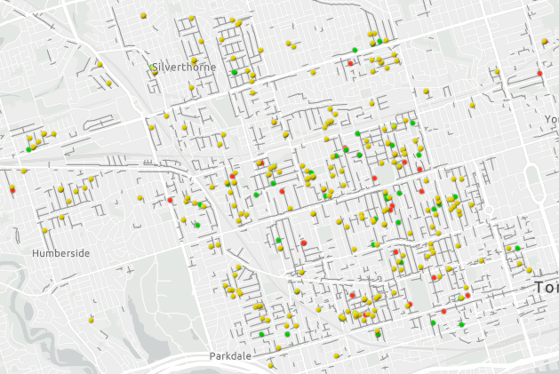 HousesLaneway's tweet photo. Every one of these dots is a laneway house under construction, completed, or under development on the west side. https://t.co/sm3I0L5ldW