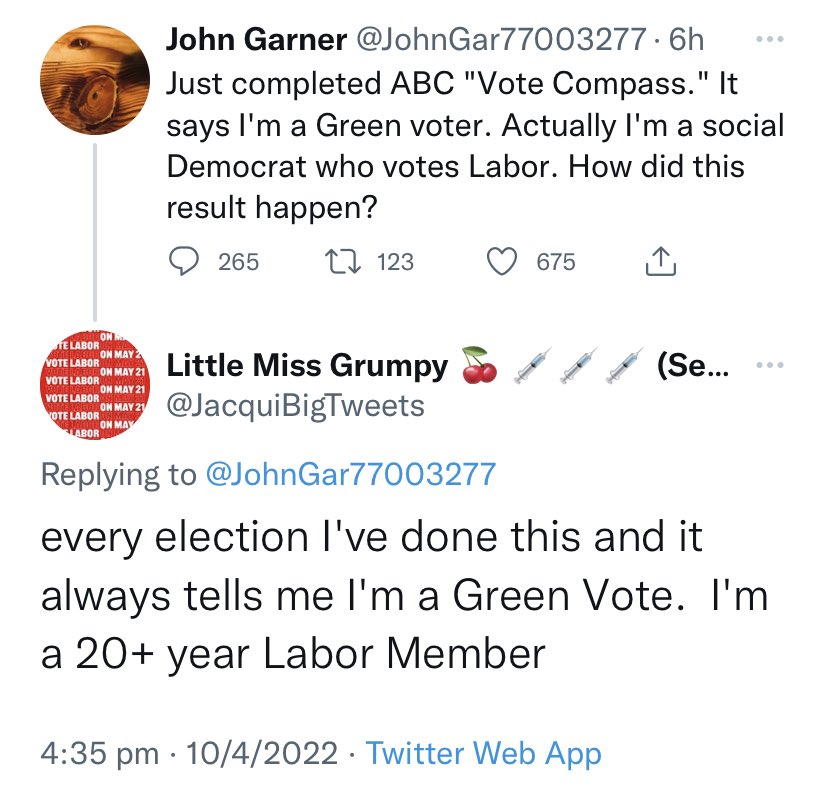 nickschadegg's tweet photo. i keep telling the vote compass that i don’t support new coal mines and putting refugees in cages and it’s telling me i shouldn’t vote for my beloved labor party? why does this keep happening 😩 https://t.co/TVQkWuxeSN
