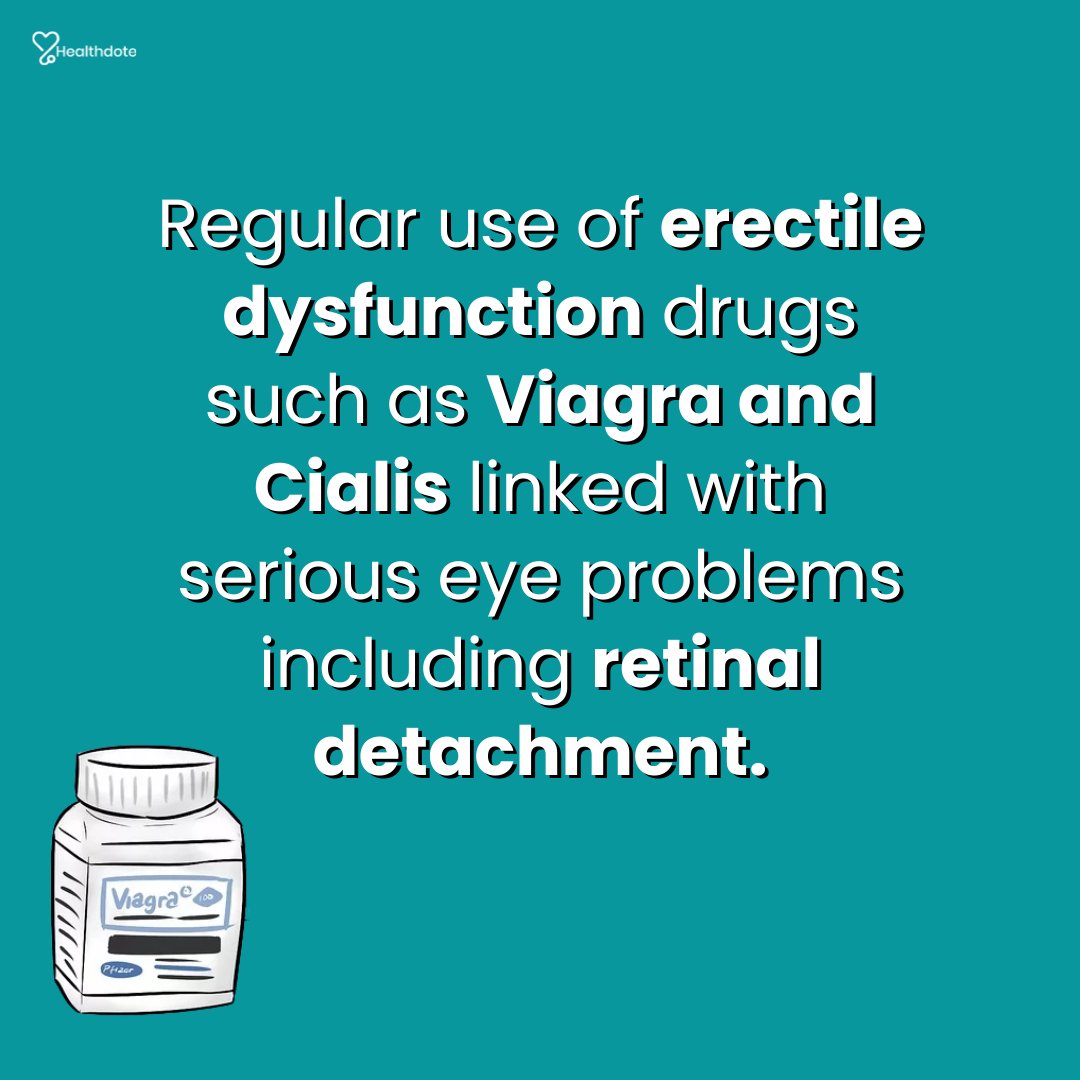 HealthDote's tweet photo. According to researchers, men who regularly use erectile dysfunction drugs may have a greater risk of eye damage, including retinal detachment.
The association between these drugs and eye health has been studied previously and the effects are usually seen temporarily. https://t.co/jZOtDXQRI0