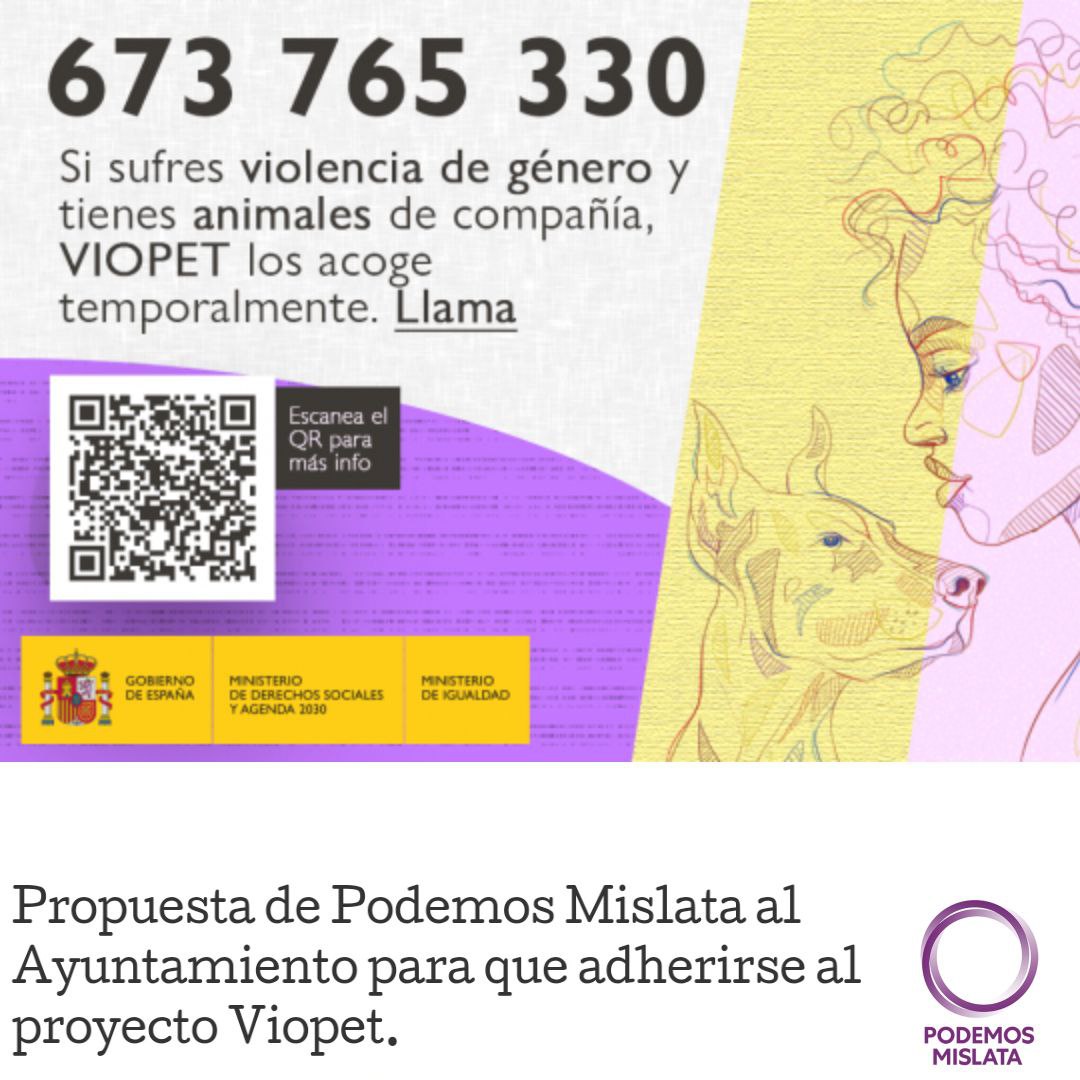 <a href="/PodemosMislata/">Podem Mislata</a> ha solicitado su Ayuntamiento la adhesión al programa Viopet.
Una red de voluntarios acoge a las mascotas de las mujeres víctimas de violencia de género hasta que se estabilice su situación
Porque los animales 🐕son un miembro más de la familia.🤗