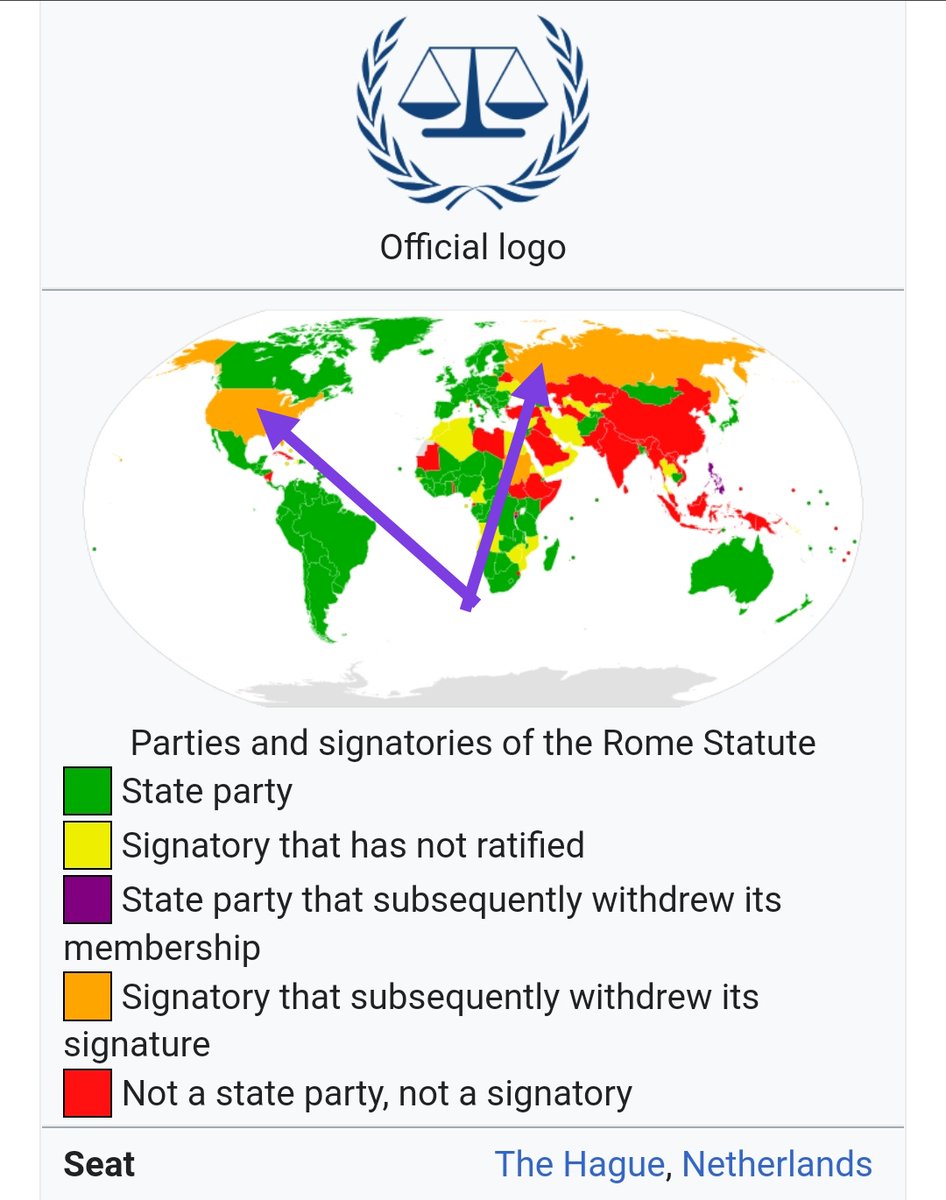 olejonbj's tweet photo. @StephenAtHome #Colbert But USA isn't part of ICC either, like Russia; "Signatory that subsequently withdraw their signature". E.g. Guantanamo, military secret courts etc would've been a war crime. Videos of US (para)military contractors in Iraq/Afgh etc = The Hague. You won't 👇 https://t.co/U779ovI9VV