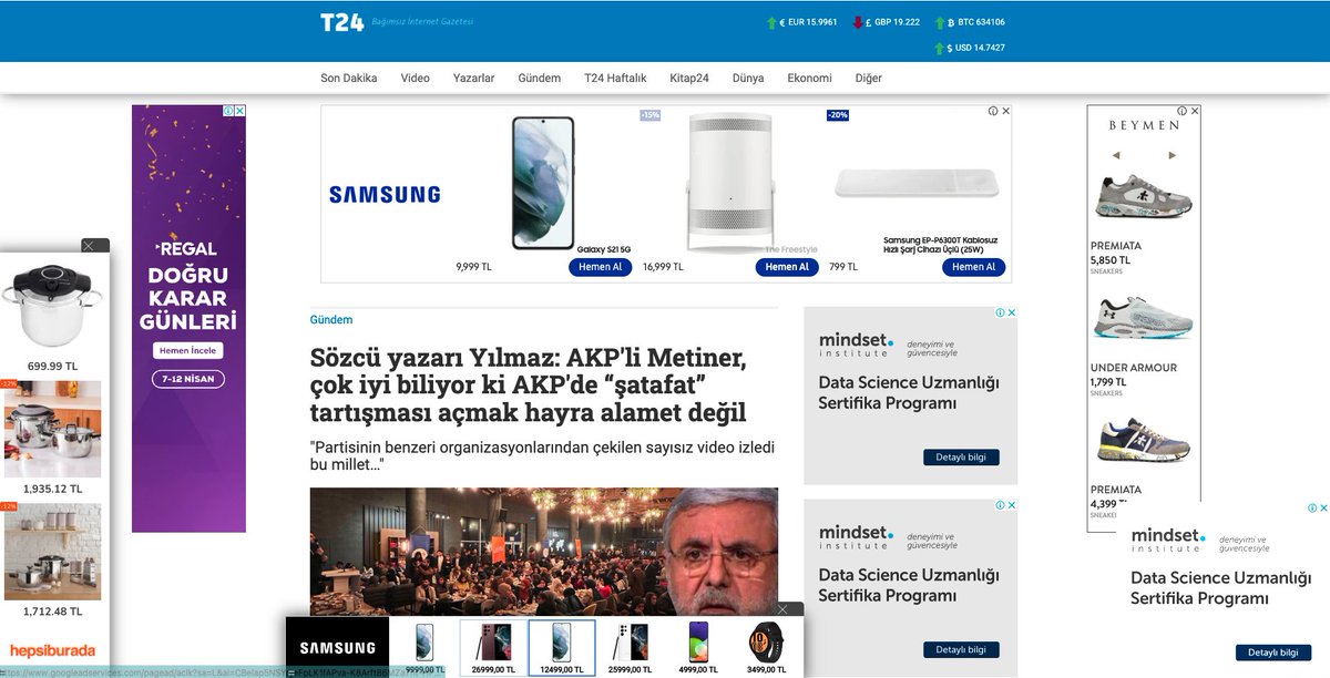 yigityazgi's tweet photo. 24 inç ekranın görüş alanına sığan içerik bir tweet kadar. Hadi haber sitelerinin acınası halini zaten yıllardır - ya da son dakika - tartışıyoruz, ama reklamverenler gerçekten şu rezilliğin içinde bulunmaktan memnun mu? https://t.co/BKN2lhSbGo