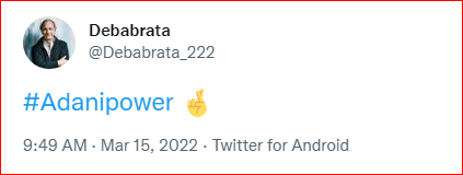 Debabrata_222's tweet photo. #AdaniPower 122 to 255 high , 2X ๐
#adaniwillmar 392 to 630+๐ 60%+๐
#TVselectronic 220 to 280 hi๐ 27%
#swanenergy 175 to 290 hi๐ 65%๐
#ahluwaliacontracts 440 to 540 high ๐ 20% ๐ https://t.co/WIbszVlded
