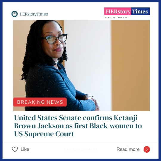 The United States of America got its first black woman judge in Supreme Court.Ketanji Brown Jackson was confirmed to the Supreme Court by US Senate. This is happening for the first time over 200-year history of US Supreme Court. #HERstorytimes #HERstorytime #KetanjiBrownJackson