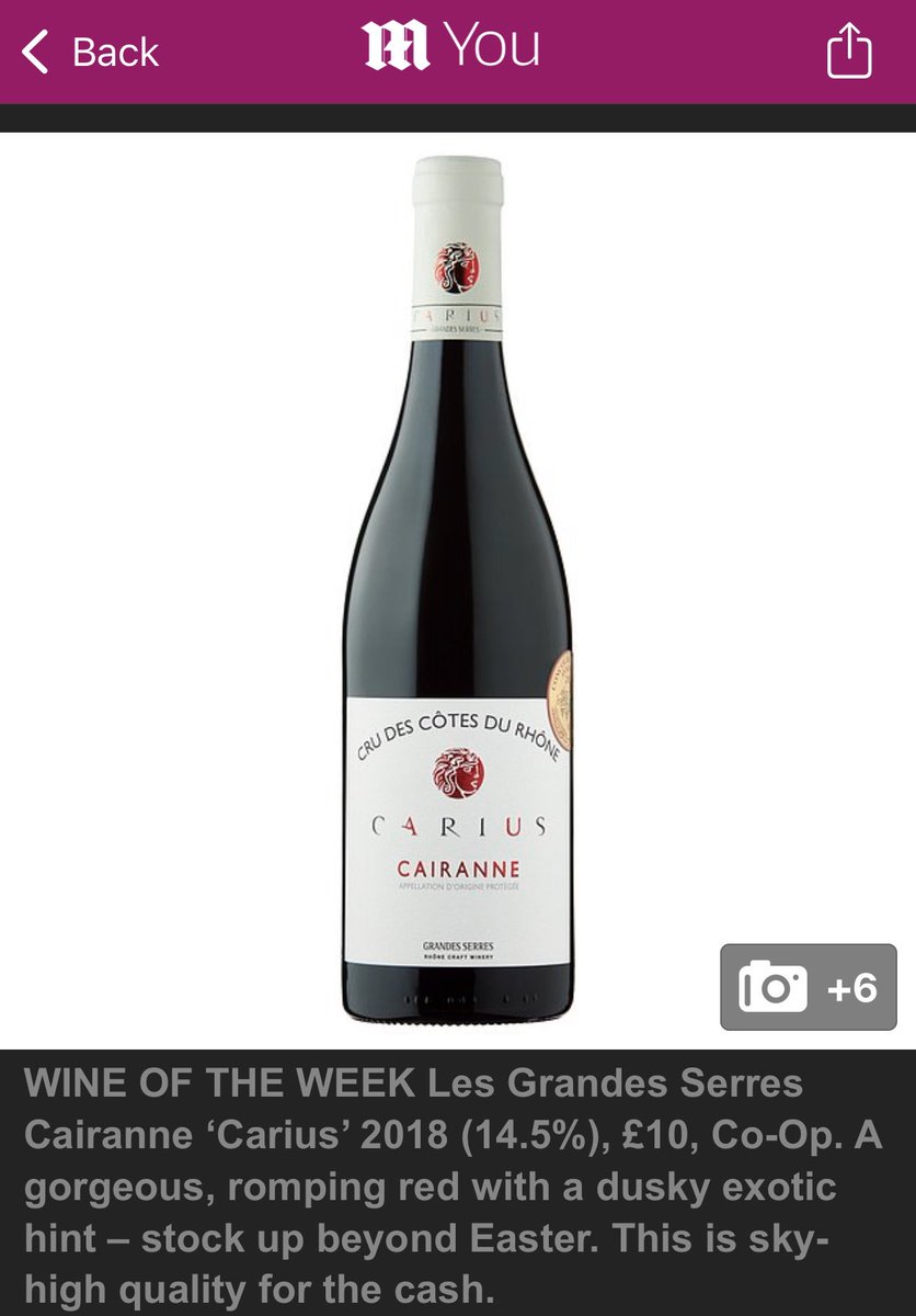 .<a href="/coopuk/">Co-op</a> French red selected as Wine of the Week by <a href="/jollyolly/">Olly Smith</a> in the <a href="/YouMagazine/">YOU Magazine</a> Easter column. Commenting it’s “sky high quality for the cash” 🍷🍷 dailymail.co.uk/home/you/artic…