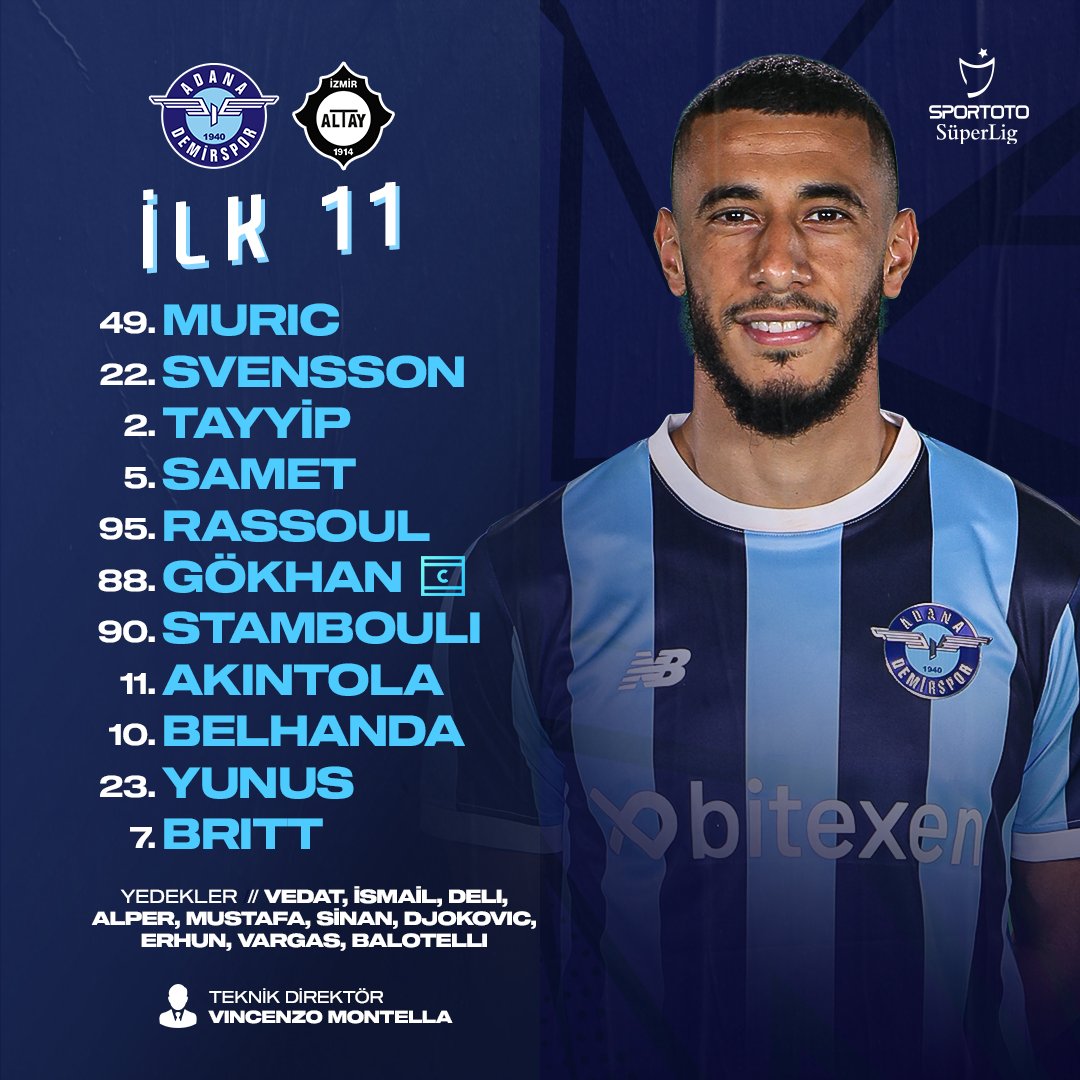 AdsKulubu's tweet photo. 🔵 Adana Demirspor'umuzun Altay karşısındaki 𝐢𝐥𝐤 𝟏𝟏'i belli oldu.

⚡️ #MaviŞimşekler #ADSvALT https://t.co/G6bSqeYHSZ