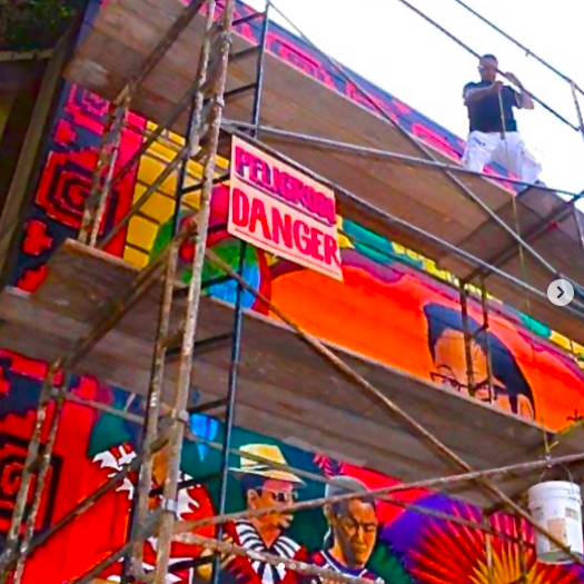 The Chata Mural May 2015
I used to love climbing up and down scaffolding, lugging paint and buckets up a pulley, even on windy days. But as I get older, NOT SO MUCH anymore. I’ve had friends who fell off and got seriously hurt...BUT the finished product is ALWAYS worth it lol!