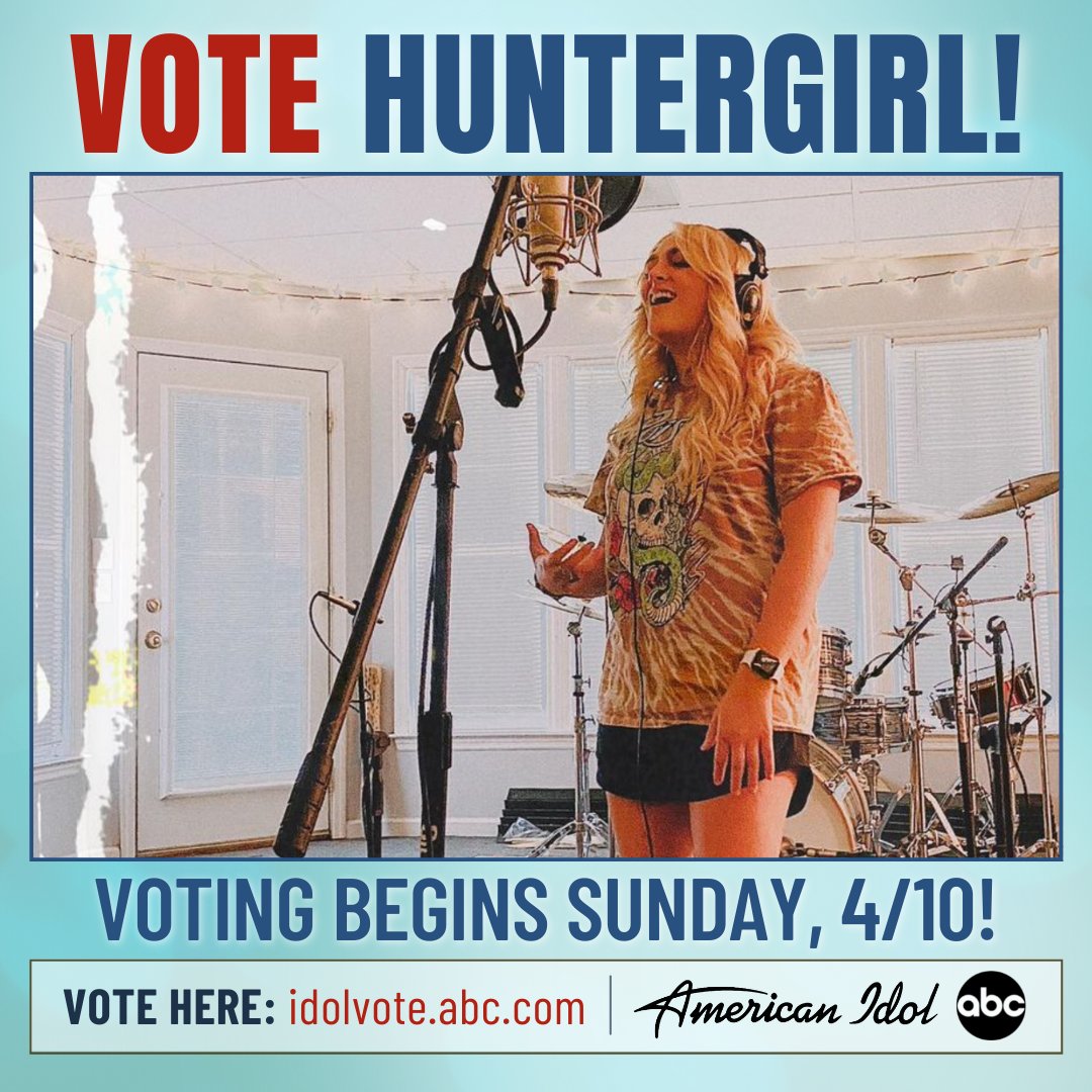 A Music Therapy Coach for Veterans by day! An American Idol Superstar by night!  Vote HunterGirl 2022!!! -- VOTE HERE: idolvote.abc.com
