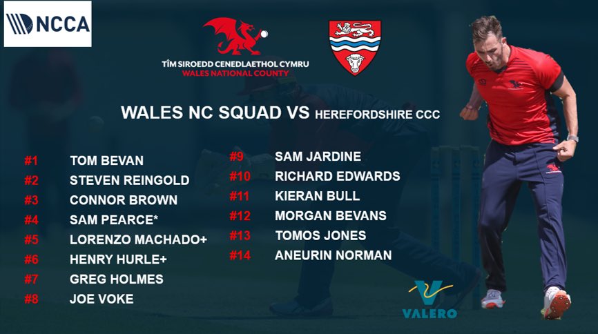 Game Day 2!

We take on <a href="/herefordshirecc/">Herefordshire National Counties Cricket 🐂</a> from 11am today with the squad as follows:

🏏 Debuts for Henry Hurle and Lorenzo Machado whilst Morgan Bevans goes with Glamorgan 2nd XI today. 

Updates from the toss at 10.30am

🏏🏴󠁧󠁢󠁷󠁬󠁳󠁿🐉🔴🔵