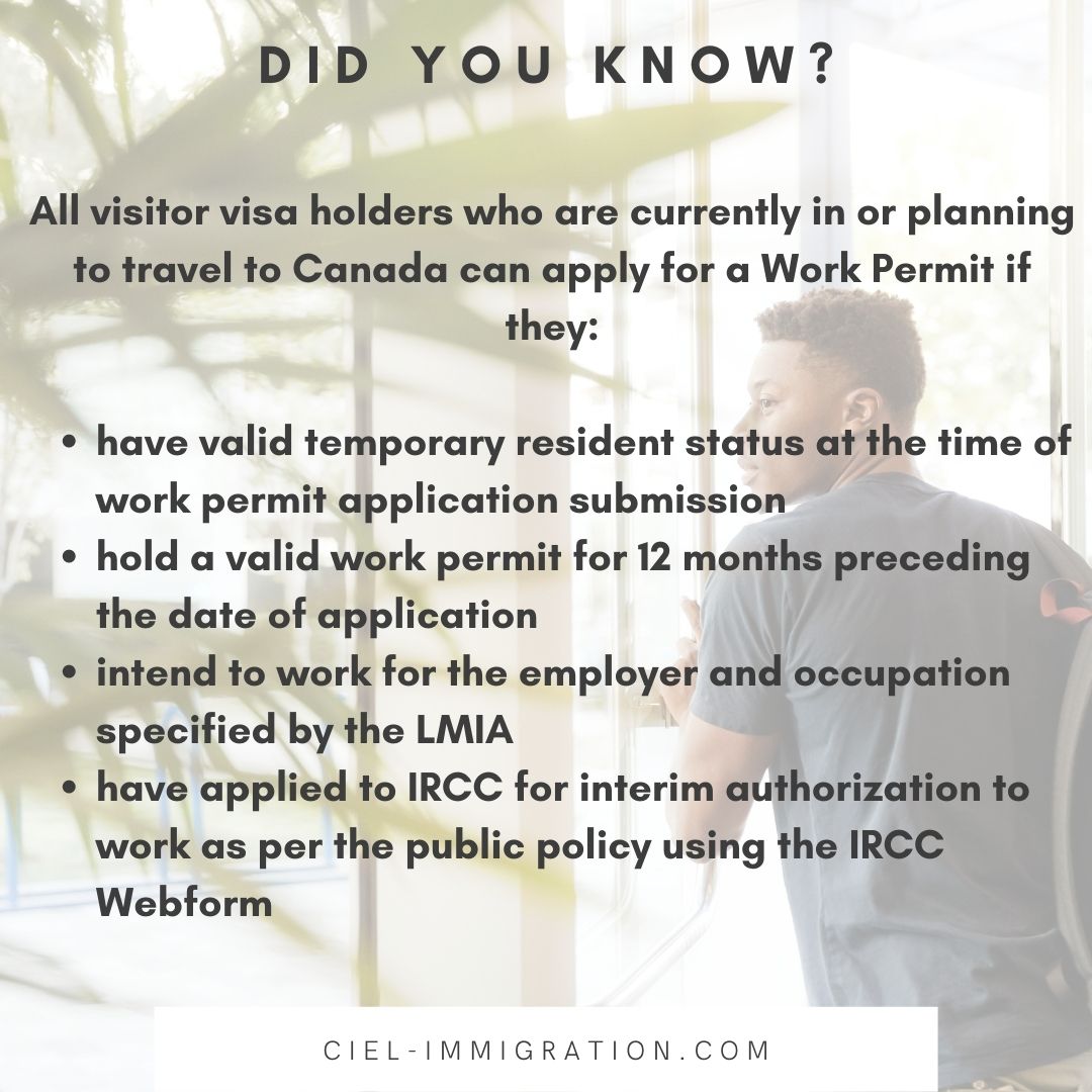 cielimmigration's tweet photo. Did you know? 

You can now work in Canada even if you are a visitor!

Read along to find out more.
.
.
#immigratetocanada #canadianimmigration #canadavisa #canada #immigration #canadapr #canadalife #immigrationconsultant https://t.co/u4xKNkxUBm