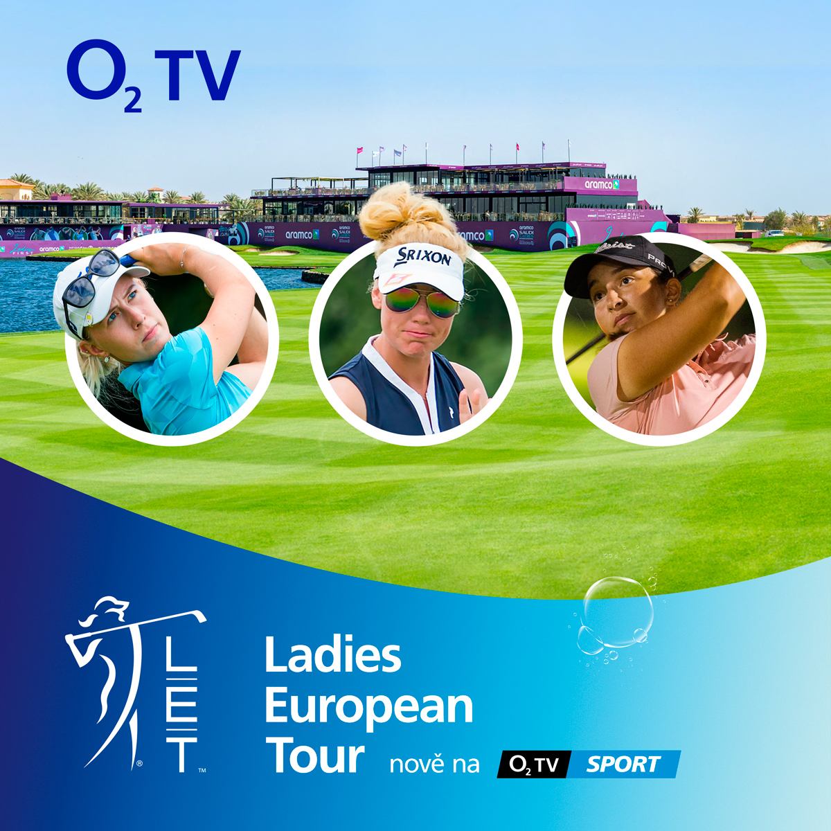 CzechLadiesOpen's tweet photo. ⛳ Turnaje Ladies European Tour můžete nově sledovat na kanálu O2 TV Sport v O2 TV! Sledujte sociální sítě @O2TVsportCZ , ať vám neunikne další zajímavý obsah, těšit se můžete třeba na rozhovory s českými golfistkami 📺 #TCLO22 #czechladiesopen https://t.co/gC8Idxvqff