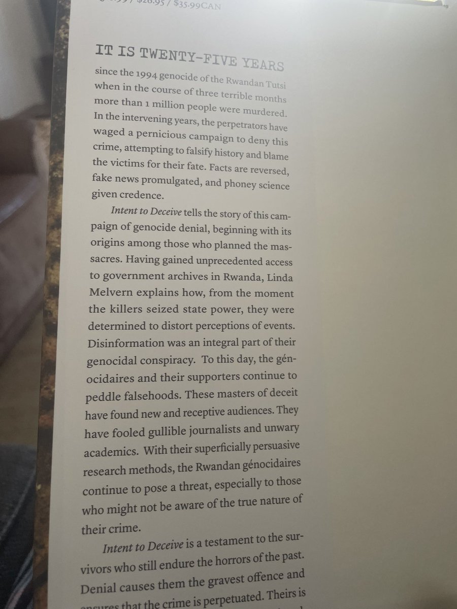 MKayisire's tweet photo. #IntentToDeceive „tells the story of this campaign of genocide denial, beginning with its origins among those who planned the massacres“ #Kwibuka28 @lindamelvern https://t.co/GSA07W0pBh