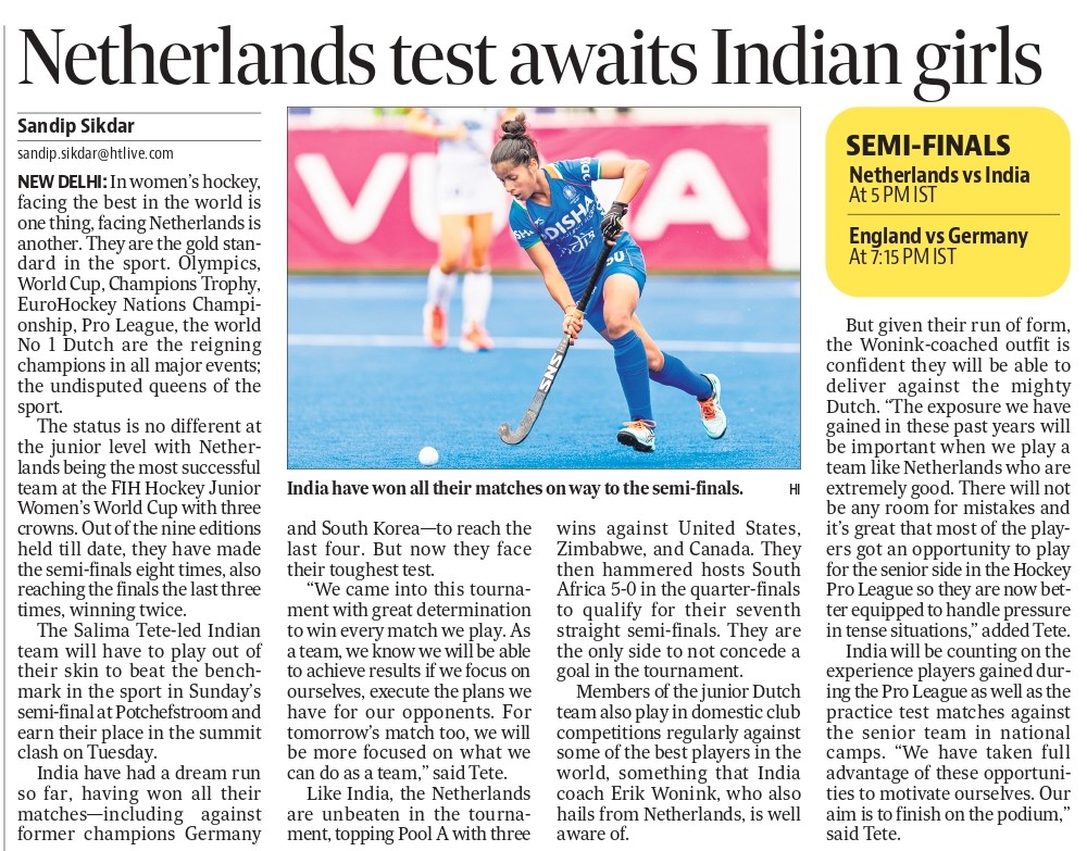 ronnie_sandip's tweet photo. 🇮🇳 have beaten 2 ex-champions (🇩🇪🇰🇷) at the #JWC21 &amp; face their toughest test in 🇳🇱 in the semis in about 2 hours from now. Can @TheHockeyIndia beat @oranjehockey to qualify for their maiden final? #INDvNED #NEDvsIND #RisingStars #Hockey 

👉 https://t.co/3xSgnPKObp https://t.co/k63byIPPwI