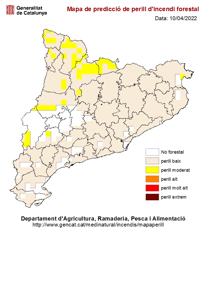 agentsruralscat's tweet photo. Mapa risc per avui 10 d'abril https://t.co/3QOW4TskYk