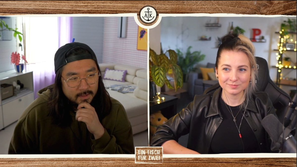 Um 12:00 Uhr startet Episode 2 von:
"Ein Tisch für Zwei" 
mit <a href="/Ehrensache3/">Ehrensache</a> und <a href="/panikfee/">Panikfee</a> 

Twitch: twitch.tv/ankerkraut