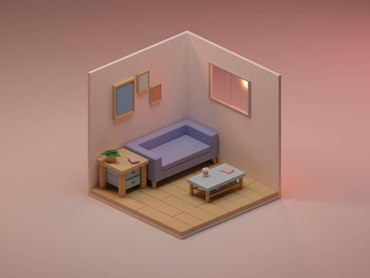 lion_blender's tweet photo. blender生活15日目
ずっとやりたかったミニチュアハウスに挑戦しました
家具のバリエーションもっと増やしたいな！
参考：びびさん（@kaeru_sippo0201）
#blender初心者 #b3d https://t.co/7P7NoDuApt