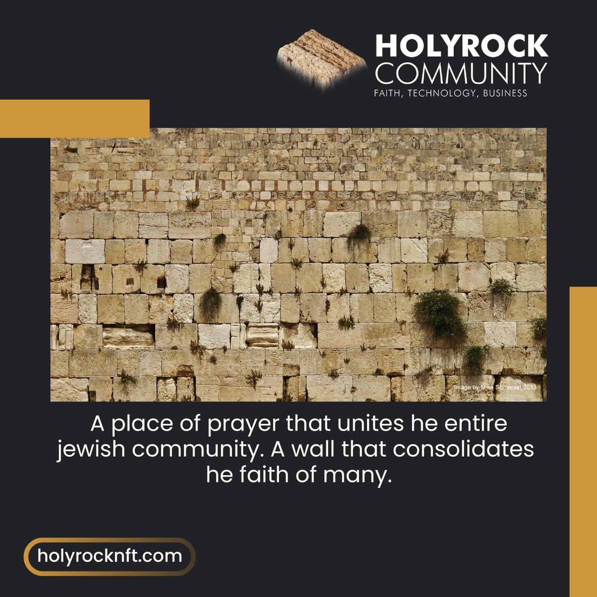 holyrocknft's tweet photo. A place of prayer that unites the entire jewish community. 🙏🏼

A wall that consolidates the faith of many.
Own a digital piece of The Western Wall with 🪨 #HolyRockNFT ✨

Now available at Opensea, it will consolidate your faith even in the meteverse. 🙌🏻

#NFTs #OpenSeaCommunity https://t.co/glnVGsCOqo
