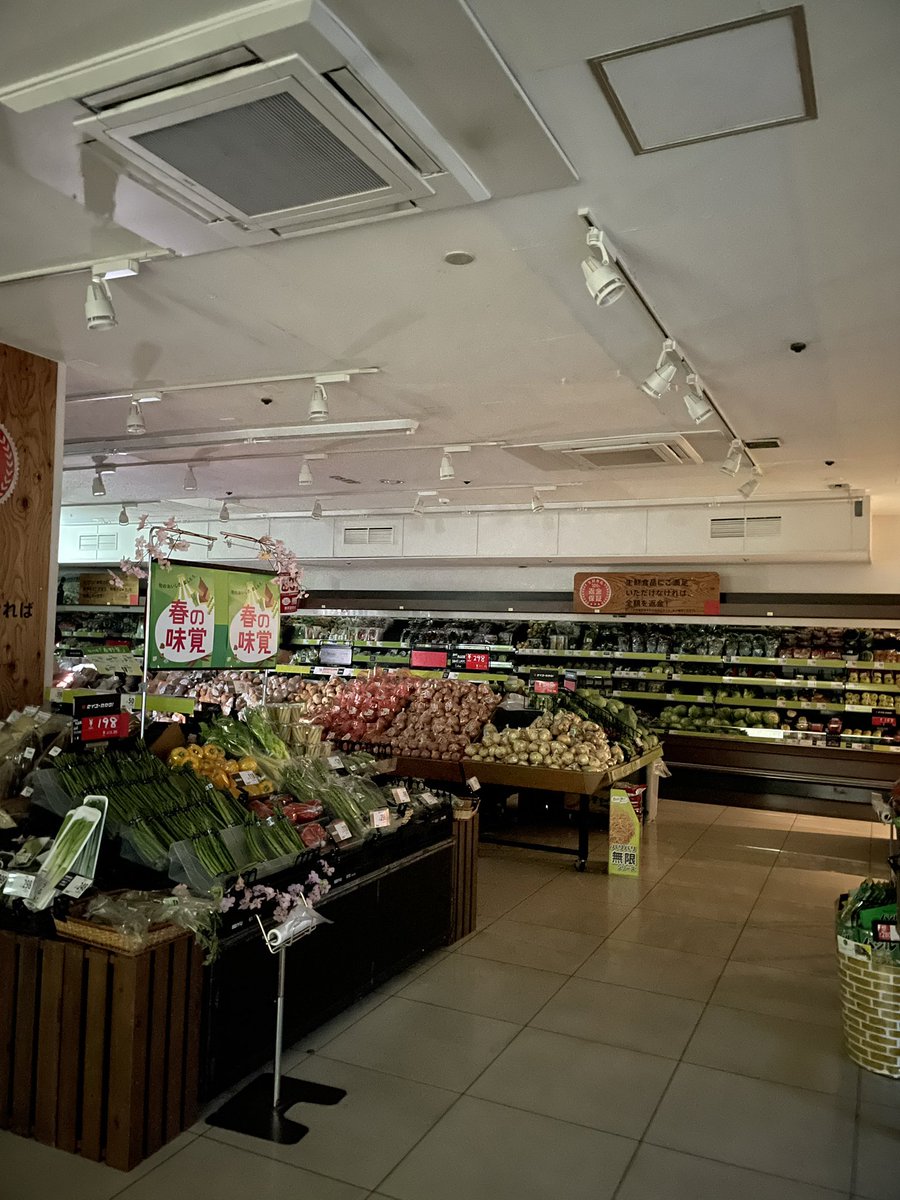 woodskin's tweet image. 【停電】
母を連れて「珍しいもの」を食べに行こうと花小金井の串カツ・田中に入り、ノンアルビールが出てきたところで突然の停電…。

駅や、駅周辺は煌々と電気が点いているのに、わき道の商店街から西友までが真っ暗…。

写真は明るく写ってるけど実際は真っ暗…。/kin