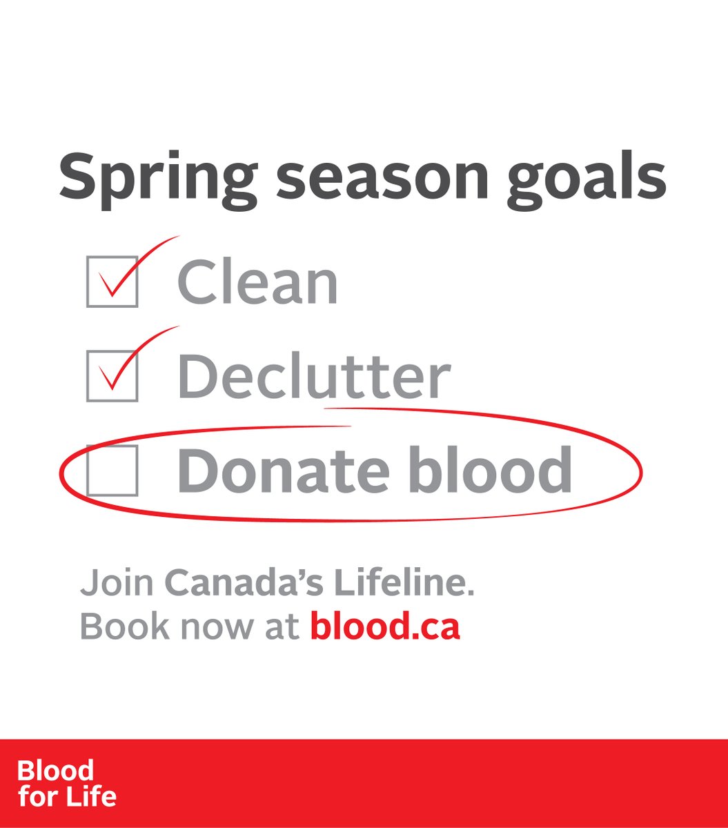 CanadasLifeline's tweet photo. Make donating blood part of your spring routine.
Patients across Canada need new donors more than ever. Help us fill all available appointments this spring!
Visit https://t.co/WKNY4RMOVi or use the GiveBlood app to book today.
#BloodForLife #CanadasLifeline #ShowUpCanada https://t.co/U7ZaLxAdVt