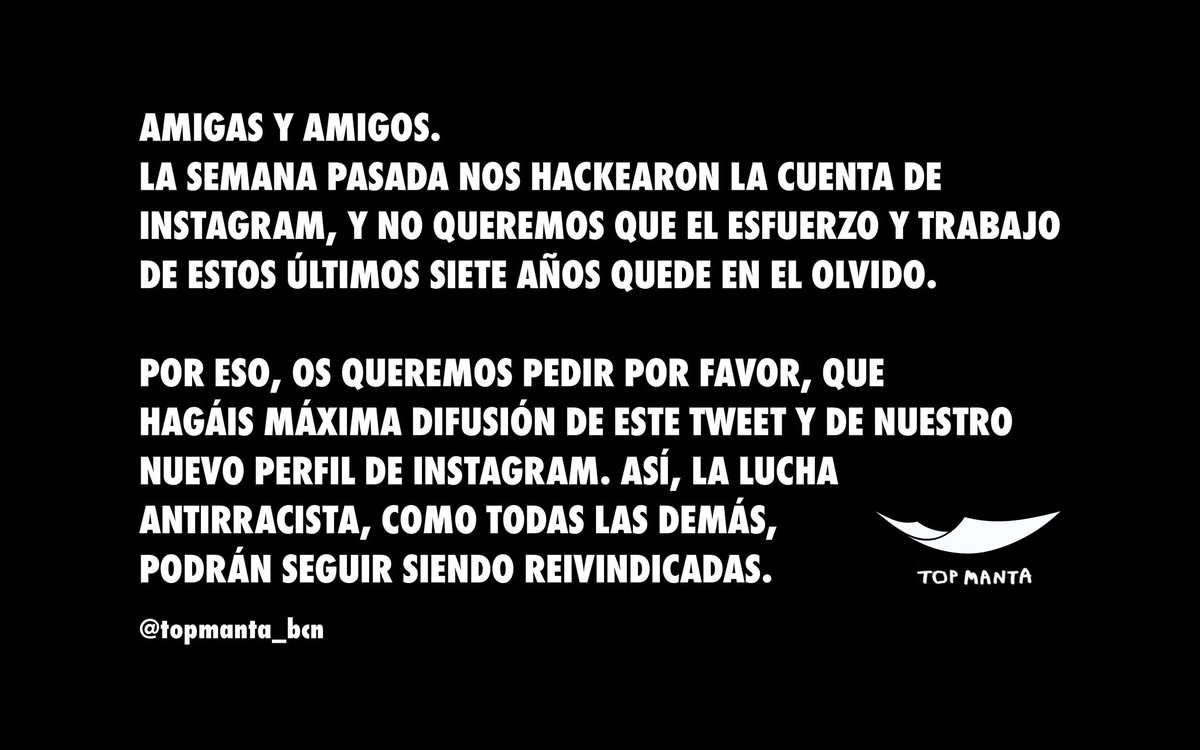 Hace dos semanas nuestro Instagram sufrió un ciberataque, en una cuenta donde teníamos un trabajo de siete años.

¡Tenemos fe y total confianza de que todo este trabajo no se perderá nunca y celebraremos esta nueva victoria! ✊🏿💜