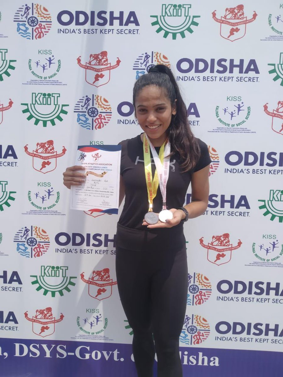KIITCivil's tweet photo. Shatakshi Ray, 1st year student of School of Civil Engineering at @KIITUniversity has bagged silver medal in long jump with a jump of 5.31 m &amp; bronze medal in 100 m race by participating in the 68th Odisha Athletics Championship. Congratulations #Shatakshi https://t.co/GN18cgxzTf