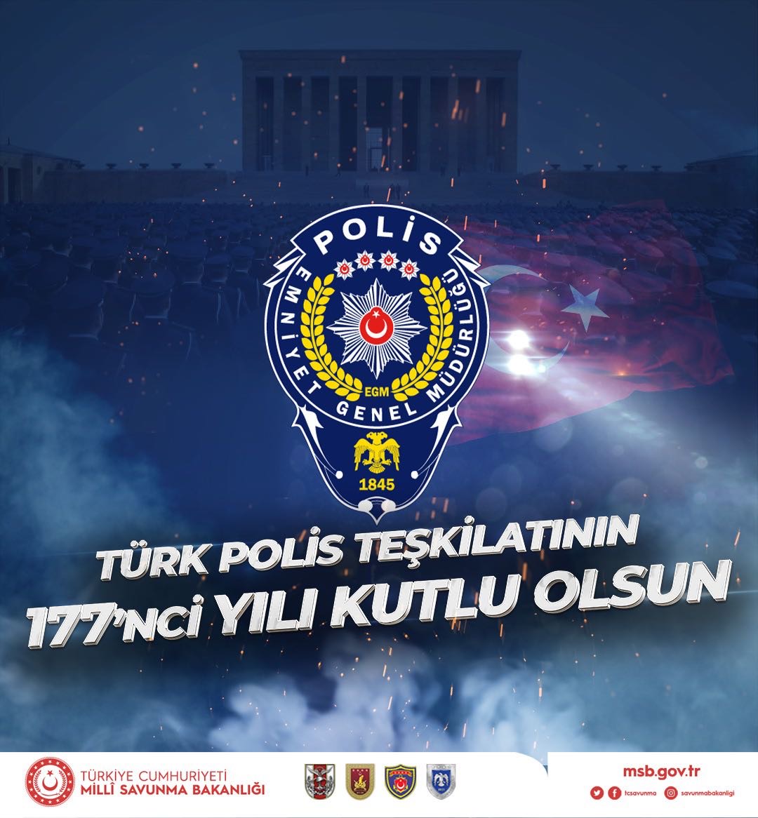 Ülkemiz ve asil milletimizin huzur ve güvenliği için kahramanca ve fedakârca görev yapan Türk Polis Teşkilatının 177’nci kuruluş yıl dönümünü kutluyor, şehitlerimizi rahmetle, gazilerimizi minnetle anıyoruz.
#TürkPolisTeşkilatı177Yaşında 🇹🇷