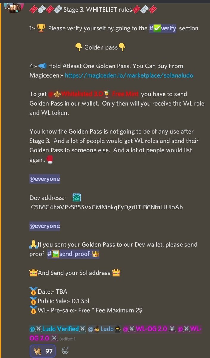 📢📢Stage 3  Under process 📢📢

❤️Mint Date :-. TBA
❤️Mint Price:- Free For WL
❤️Public Mint:- 0.1 Sol

#solana #SolanaAirdrops #nfts #SolanaAirdrop #freemint 

Here is some information how to achieve WL
👇👇👇👇👇👇👇👇👇👇👇👇👇👇