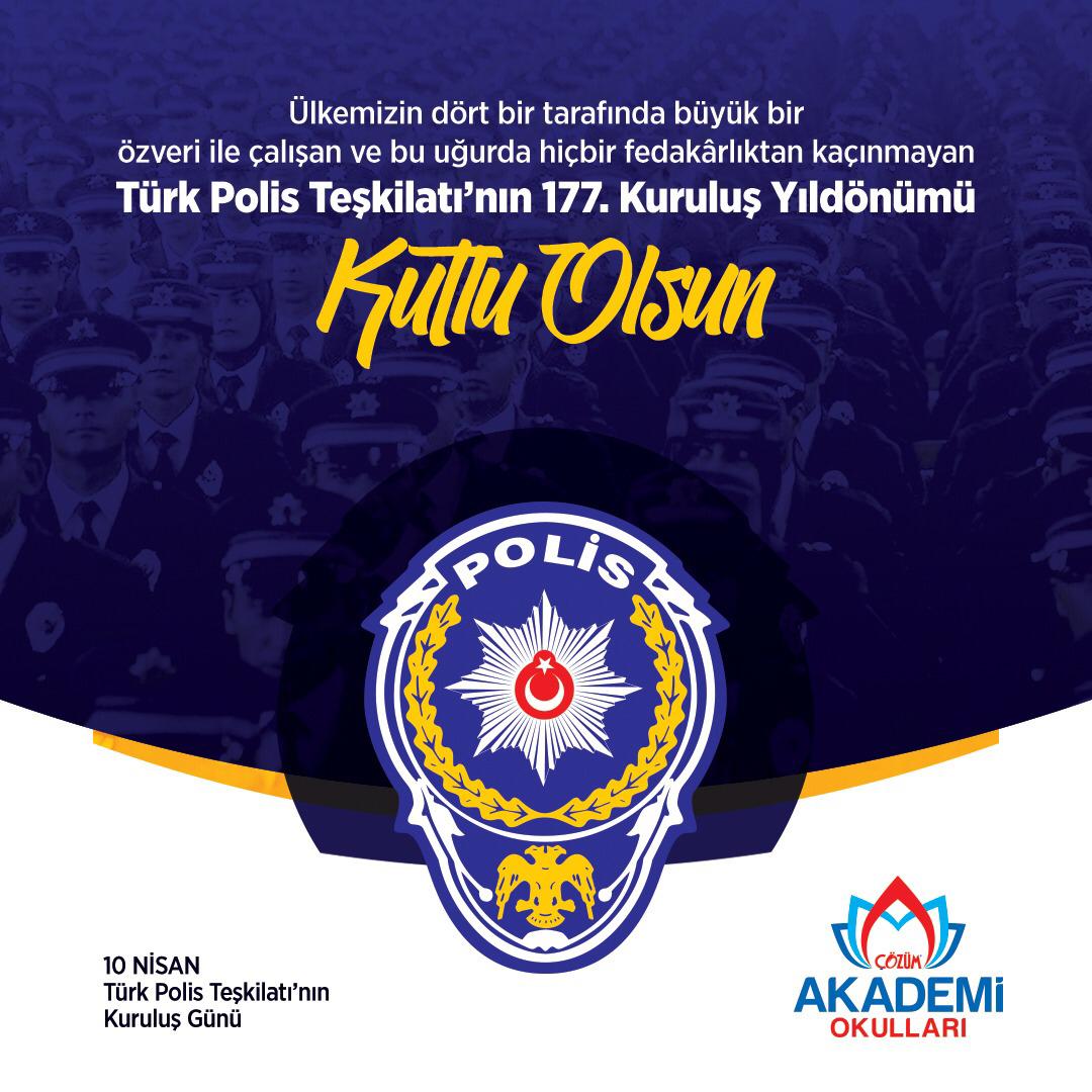 Ülkemizin dört bir tarafında büyük bir özveri ile çalışan ve bu uğurda hiçbir fedakarlıktan kaçınmayan Türk Polis Teşkilatı’mızın 177. kuruluş yıldönümü kutlu olsun. 🇹🇷 

#TürkPolisTeşkilatı177Yaşında
#Gaziantep #ÇözümAkademiOkulları