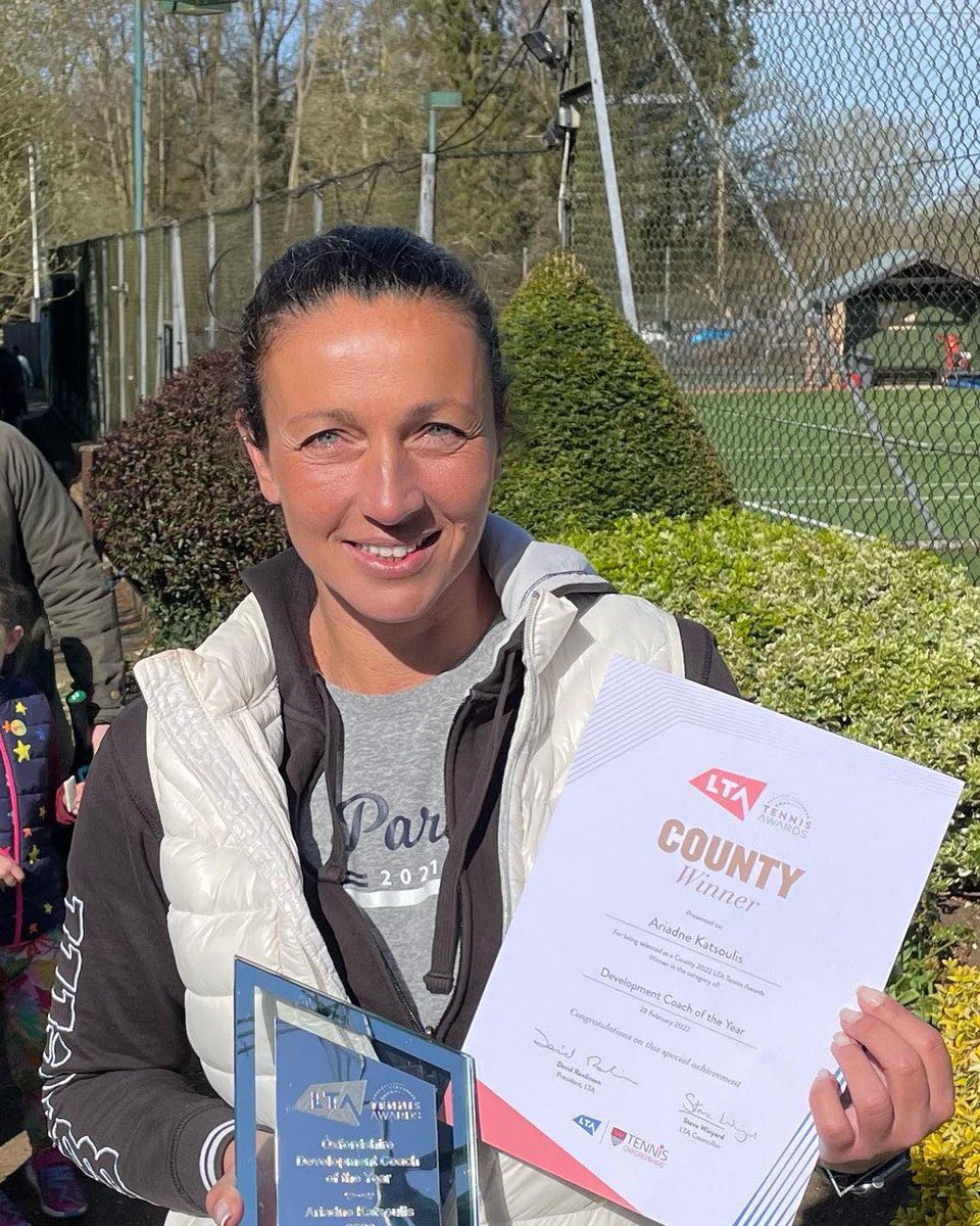 TennisOxford's tweet photo. Congrats to Ariadne Katsoulis who was presented with her Oxfordshire Development Coach of the Year Award yesterday.

Ariadne was also runner-up in the Regional Development Coach of the Year category.

@the_LTA #ltaawards @BBCOxford https://t.co/UAZ3Oimv4R