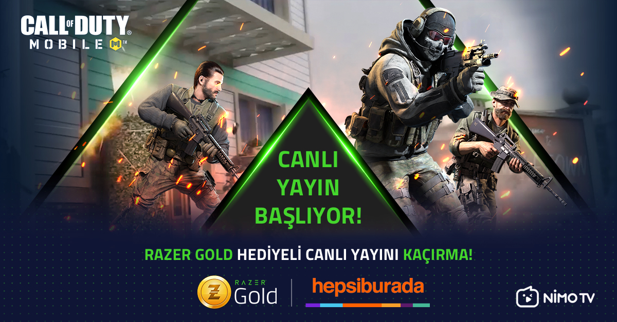 Razer Gold x HepsiGamer Fest Call of Duty Mobile Turnuvası Başladı!

<a href="/NimoTV_Turkey/">Nimo TV Türkiye</a> 'de saat 16:30'da canlı yayınlanacak, <a href="/hepsiburada/">Hepsiburada</a> ile gerçekleştirdiğimiz solo turnuvayı canlı izle, sürpriz Razer Gold hediyelerini kaçırma!

🔴 Canlı Yayın 👉 nimo.tv/MogTV adresinde!