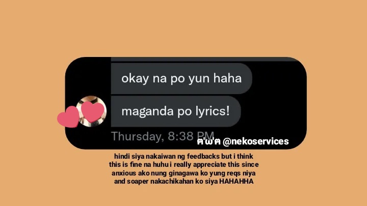 thank you so much. i really appreciate your feedbacks. those give me motivation to do a lot better. (to follow ang feedbacks from fb since a friend will compile pa huhu since joined kami and siya nakikipagusap sa clients doon)

#meowbacks ฅ'ω'ฅ