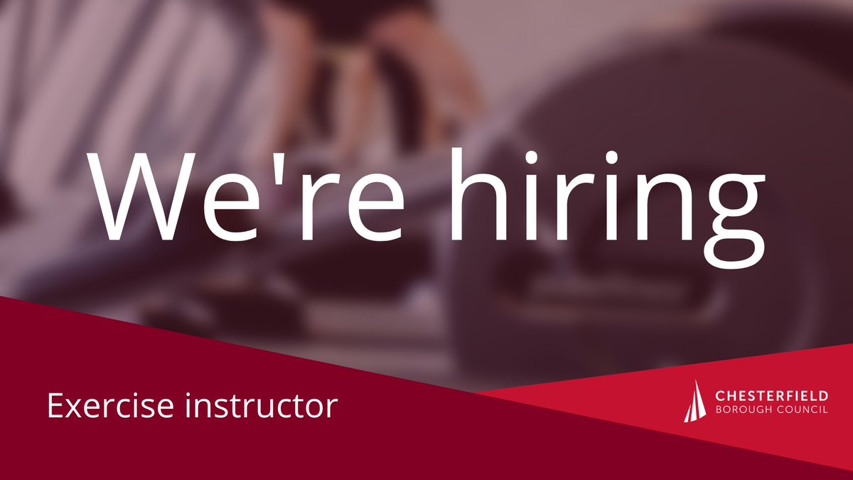 💼| Job vacancy – Exercise instructor

Salary details: Level 1: £17.91 per hour / Level 2: £19.91 per hour
Job term: Permanent
Closing date: 24 April 2022

For more details or to apply, visit: chesterfield.gov.uk/exercise-instr…