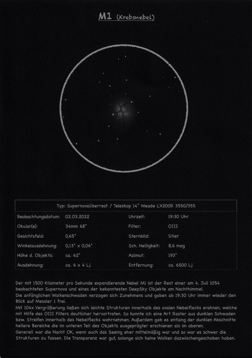 dimitrios_78's tweet photo. #Astronomie 
#Messier 1 #Krebsnebel beobachtet am 02.03.2022 (Bleistiftskizze während der Beobachtung auf Papier. Tags darauf auf Tonpapier übertragen, eingescannt und invertiert.) https://t.co/7oc6lk3vku https://t.co/T09WkchOcr
