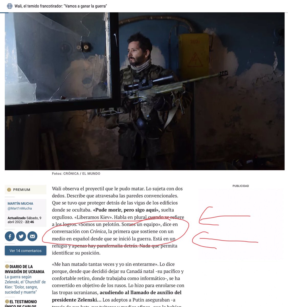 PabloFuente's tweet photo. Estimados compañeros de @elmundoes, os debisteis perder #Horizonte hace un par de semanas. @CristianuKo fue la primera persona en España que habló con Wali. Por dar crédito y eso. https://t.co/gkf7BRuYnY
